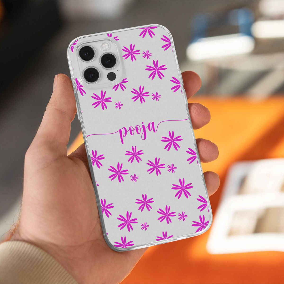 Floral Pattern Customized Name Silicone Phone Case Design 4