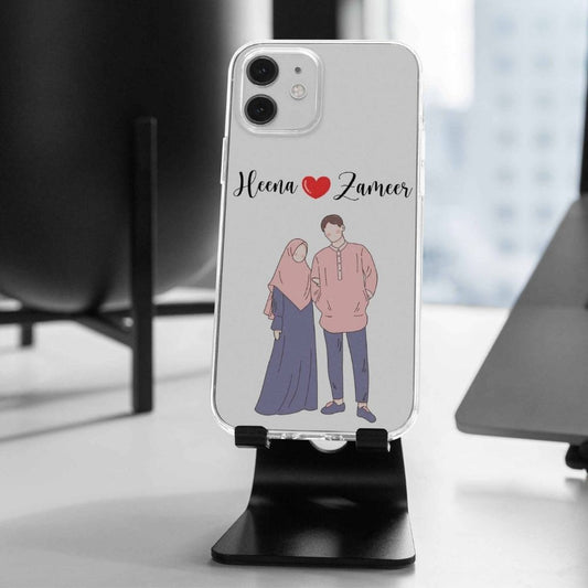 Cute Couple with Heart art in Name Case Design 5