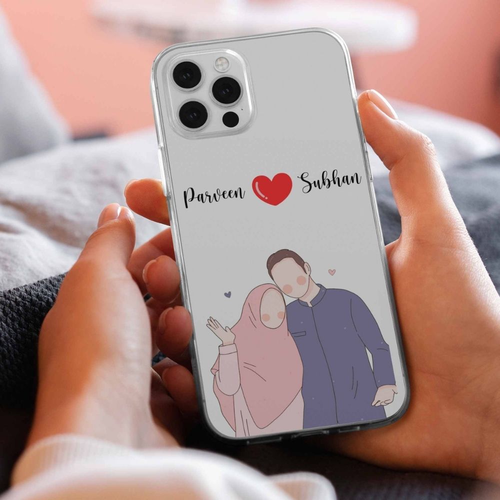 Cute Couple with Heart art in Name Case Design 6