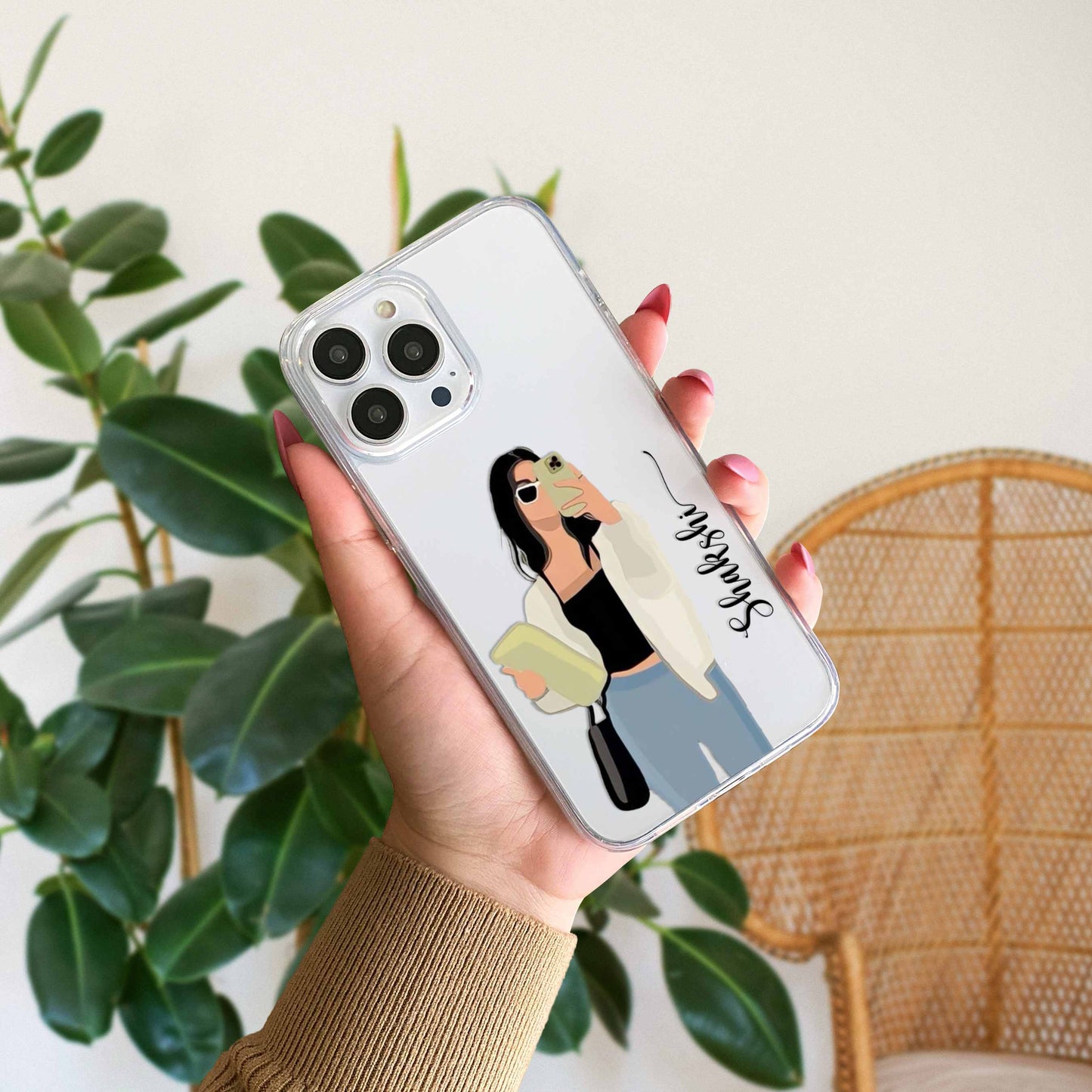 Cute Selfie Girl Customized Transparent Silicon Case Design 9